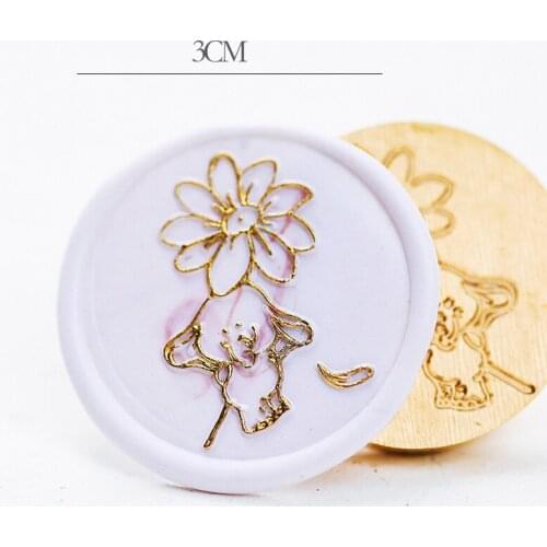 Puppy and flowers Wax Seal Replace Copper Head Antique Retro Wedding Invitations Stamp Birthday Card Envelope Stamps