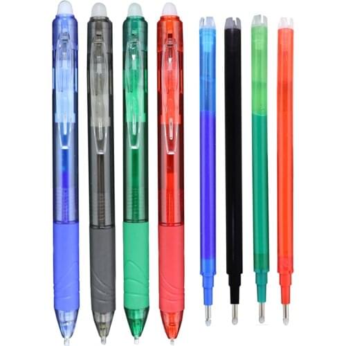 10pcs/set 0.5mm Erasable Washable Pen Refill Rod for Press Handle Blue/Black Red/Green Magic Ink Bullet Erasable Pen Stationery