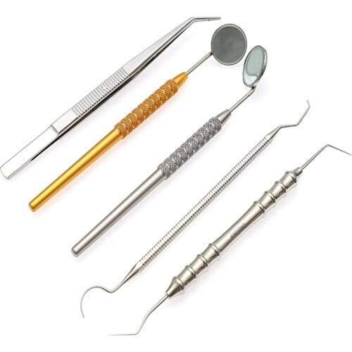 Dental stainless steel mouth mirror, dental probe, dental curved tweezers, dentist inspection tool, mouth lens, intraoral camera