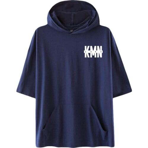 WAWNI KMN Gang Short-Sleeved Hooded New Sweatshirt Loose Volleyball Harajuku Polyester Plus Cotton Hoodie 2021 Top Hip Hop Hoody