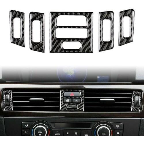 Carbon Fiber Car Air Vent Outlet Cover Trim 5Pcs For BMW 3 Series E90 E92 E93 2005 2006 2007 2008 2009 2010 2011 2012