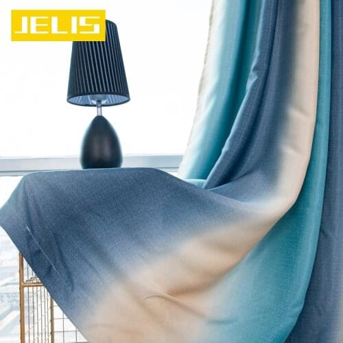 High Quality Gradient Blackout Curtains for Living Room Bedroom Kitchen Yellow Striped Gray Curtain Blue Blinds Draps Home Decor