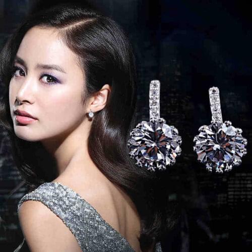 Stud Earring New 2017 Fashion Shiny Crystal Design 925 Sterling Silver Earrings for Women Girls Jewelry Gift Wholesale Hot Sale