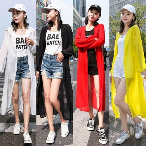 TingYiLi Hoodie Cardigan Women Summer Beach Boho Kimono Black White Yellow Red Long Cardigan Top