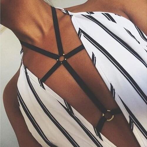 Punk Gothic Harness Fetish Exotic Bra Harness Inspired Bondage Crop Top Body Cage bra Black Elastic Womens Sexy Garter Belt Hall