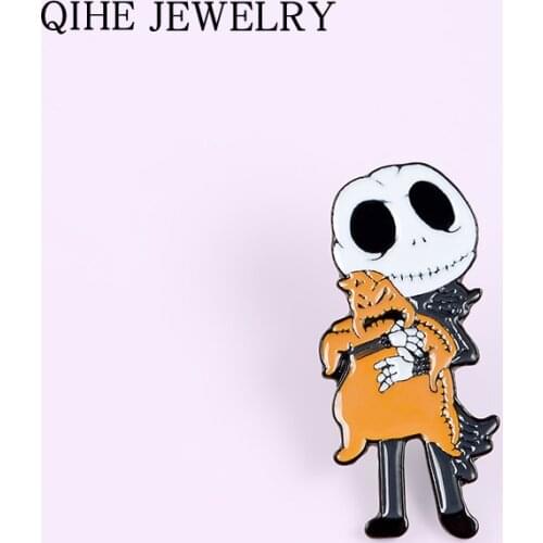 Before Christmas Gothic Pins Jack Skellington Oogie Boogie Enamel Pin Badge Halloween Brooches Fashion Jewelry Gift Women Men