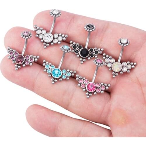 1PC CZ Gem Navelpiercing Surgical Steel Navel Piercing Belly Bar Piercing Nombril Belly Ring Pircing Omblig Earring Belly Button