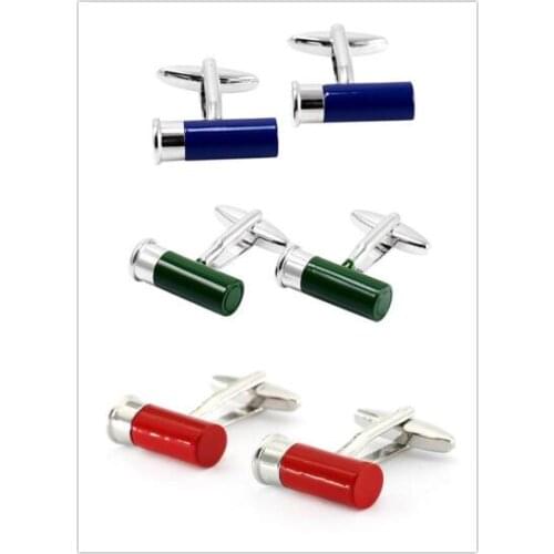 10pairs/lot Bullet Cufflinks Copper Made Red/Green/Blue Plating Cuff Links Mens Jewelry Gift Wholesale