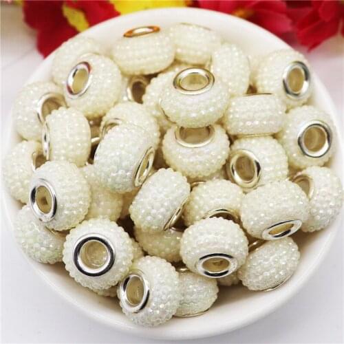 10Pcs New White Color Matte Surface Big Hole Spacer Beads Fit Pandora Bracelets Bangle Necklaces DIY Spacer Bead Women Jewelry