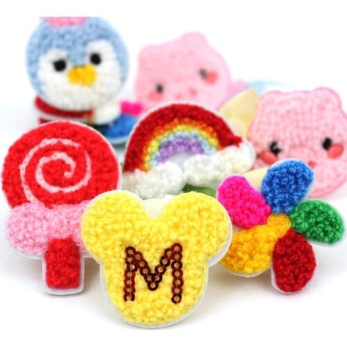 18Pcs Cartoon woolen yarn Animal Appliques for Crafts DIY Headwear Hairpin Decor Sew On Clothes Patches Accessories Wholesale