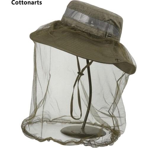 2-pcs Outdoor Fishing Cap Insect Proof Mosquito Hat Breathable Anti-bee Net Yarn Hat Camping Men Tactical Bucket Hats Panama hat