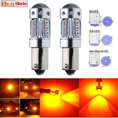 2 x BA9S T4W BAX9S H6W BAY9S H21W XBD Chips 80W Auto LED Replacement Bulb For Car Indicator Turn Signal Light Lamp Amber 12V 24V