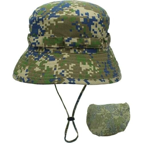 2021 Summer Outdoor Hiking Camping Mens Camouflage Basin Fisherman Hat Sunscreen Bionic Jungle Supplies