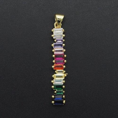 38x7mm 100% CZ Zircon DIY Jewelry Geometric Bar Charm Pendant Wholesale Bracelet Making Charm Necklace Making Charms