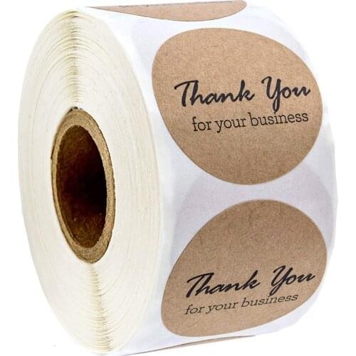 500 Pcs round thank you for your business stickers seal labels for thank you sticker rolls for gift package stationery stickers