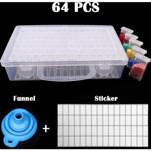 64pcs Diamond Painting Tools sets 5D Diamond Painting Accessories Kits Storage Box Funnel Point Sticker Drill Pen Set