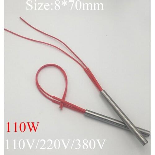 8x70 8*70mm 110W AC 110V 220V 380V Stainless Steel Cylinder Tube Mold Heating Element Single End Cartridge Heater