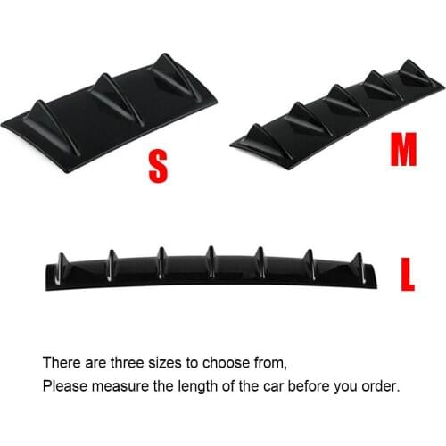 Shark Style Universal Rear Bumper ABS Gloss Black Lip Diffuser Fin Carbon Fiber Look Fit for Universal Cars