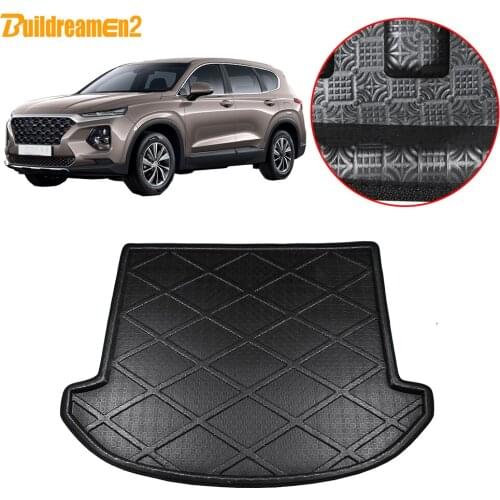 Buildreamen2 For Hyundai Santa Fe 7 Seats 2013-2018 Car Trunk Mat Tray Boot Liner Tail Floor Carpet Cargo Mud Pad