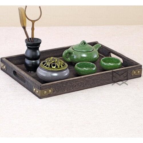 Tea Trays Empty Wooden Serving Platter Dessert Coffee Board for Food Meal Wood Plate Rectangular Breakfasts Presentation Service