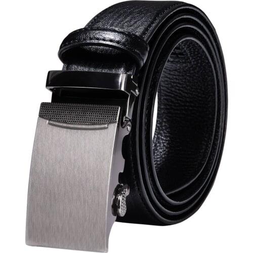 Black Blue Brown Red White Green Navy Tan Orange Leather Mens Belts Silver Automatic Ratchet Buckle Men Belt Waist Straps Gift