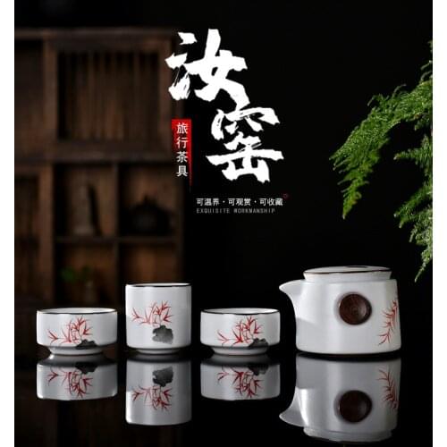 Flower Chinese Retro Teaware Designer Water Drinkware Cups Painting Express Cup Portable Outdoor Travel Kungfu Tea Set Bag Gift