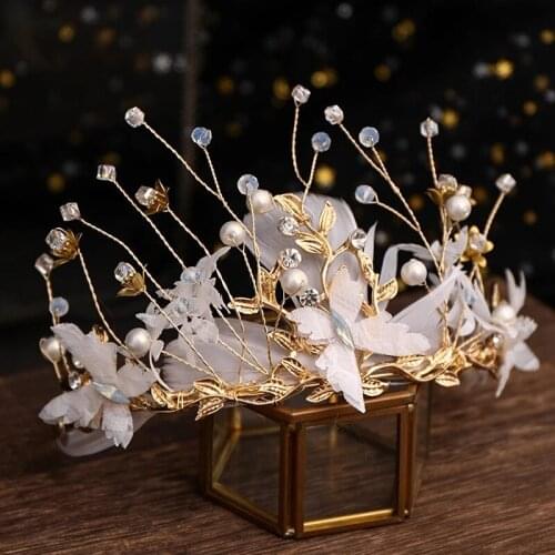 Flower Headdress Bride Hair Band Feather Wedding Hair Accessories Rhinestone Flower Bridal Tiara Accessories Ladies Jewelry Gift