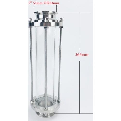 Long Style 2"(51mm)OD64 High Quality Flow Sight Glass Dioptr Length 365mm Sight Glass Tower SS304 Sanitary Fitting