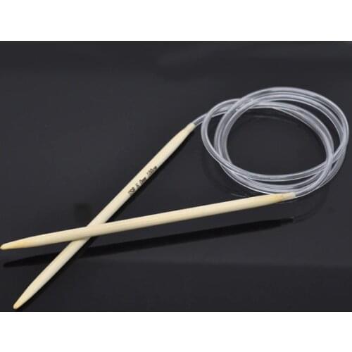 DoreenBeads Bamboo Circular Knitting Needles Transparent Tube Crochet Hooks Tools 100 cm(39 3/8") long, 5 mm(US Size 8) 1 Pair