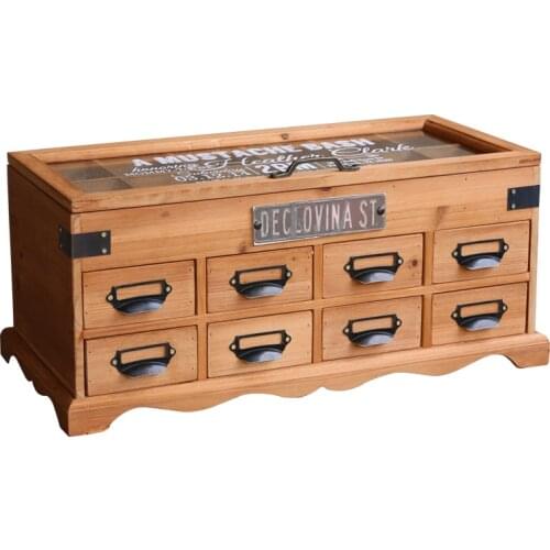 Fir wood handmade storage box with drawers