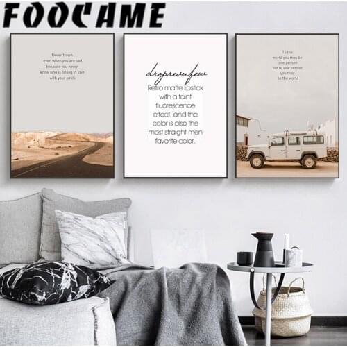 Nordic Landscape Decorative Painting Desert Scenery Car Travel Theme Creative Picture Wall Art Canvas Poster Living Room Print