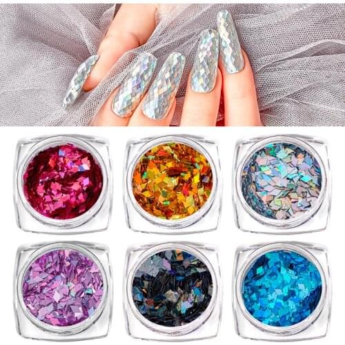 Holographic Nail Powder Nail Glitter Sequins Ultra Thin Mixed Size Shining Paillette Flakes 3D Nail Art Decorations Design