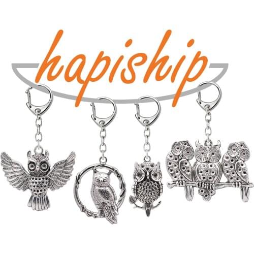 Hapiship 2019 Women/Mens Fashion Vintage Bronze Owl Alloy KeyChains KeyRings For Women Charms Gift Wholesale Lots YS009