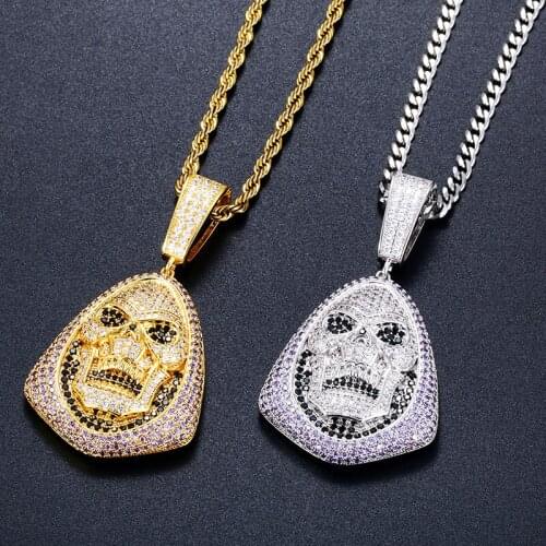 Personality Pendant Skull Skull Hip Hop Iced Out Zircon Pendant Necklaces Men Hip Hop Jewelry High Quality