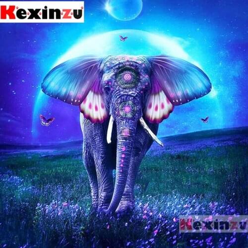 Kexinzu Full Square Drill 5D DIY Diamond Painting"Butterfly elephant"3D Embroidery Rhinestone Cross Stitch 5D Home Decor K000@0