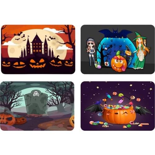 Door Mat 3D Printed Halloween Cartoon Floor Mat Lightweight Non-Slip Floor Cushion For Garden Kitchen Household Cushion
