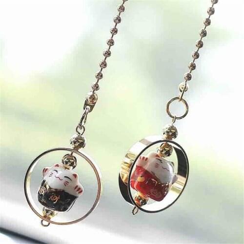 Creative Lucky Cat Car Interior Pendant Cute Cartoon Cat Car Decoration Supplies Hanging Pendants