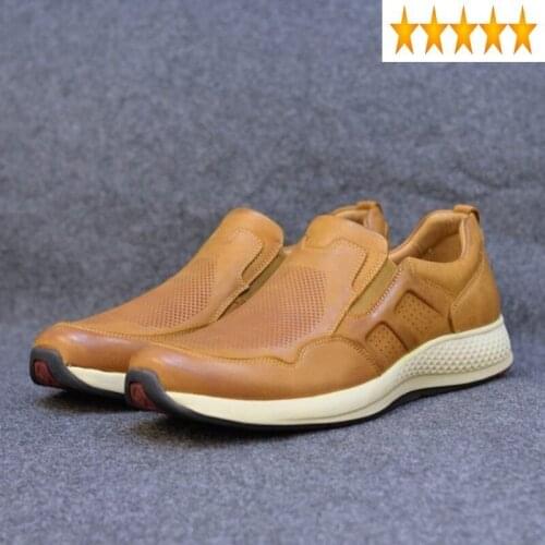Casual Men Genuine Leather Cowhide Brand Business Shoes Slip-On Platform Sneakers Fashion Breathable Mocasines Hombre