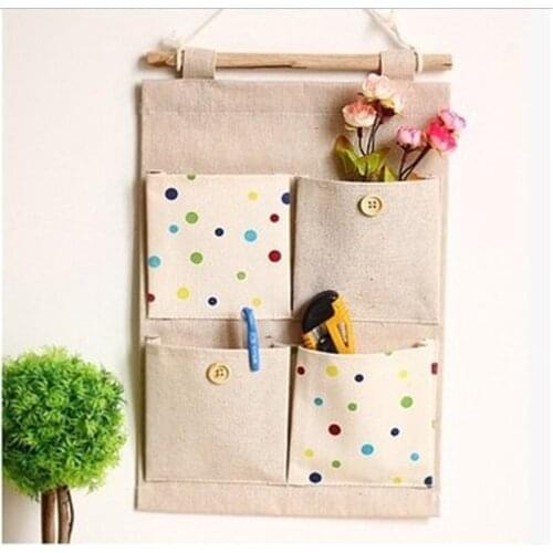Cartoon Multifunctional Storage Bag Fashion Organizer Hanging Storage Pouch Bags For Door Living Room Four Pocket Laundry Bag