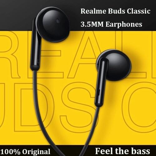 Realme Buds 2 Wired-3.5mm Earphone Original With Mic Earbuds Wired Headset Bass Boost Driver For Realme GT NEO Narzo 20 30 8 Pro