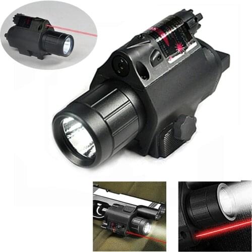New Enhanced 3W 200 Lumens Led Tactical Combo Flashlight 5mW Red Laser Beam High Recoil Resistance Hunting Torch