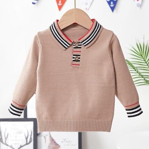 Toddler Kid Boy Girl Clothes Autumn Winter Sweater Pullover Top Long Sleeve Stripe Sweaters Girl Fashion Lapel Knitted Knitwear