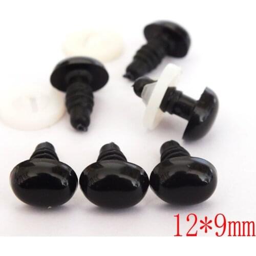 12*9mm Oval Black Safety Eyes / Plastic Doll eye Handmade Accessories For Koala Bear Nose Doll Animal Puppet Making -50pcs/lot