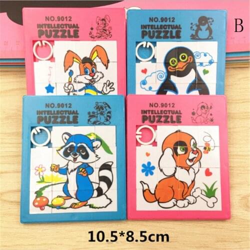 Cute Animals Plastic Slide Puzzle Childrens Building Educational Toys Jigsaw Puzzle Toys Kids Gift 8cm 10cm Random