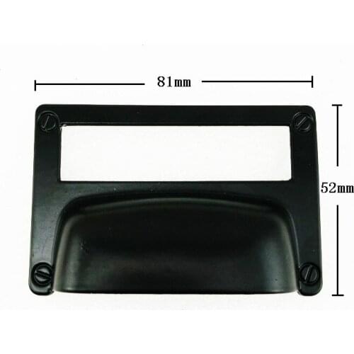 Label Frame Cabinet Handle Black Zinc Alloy Wordrope Drawer 20PCS