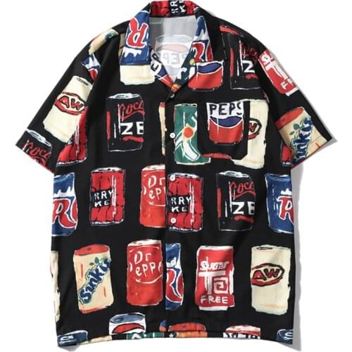 Summer Men Hip Hop Personality Holiday printed Thin Loose Shirts Streetwear Harajuku Mens Short sleeve Shirts Camisa Masculina