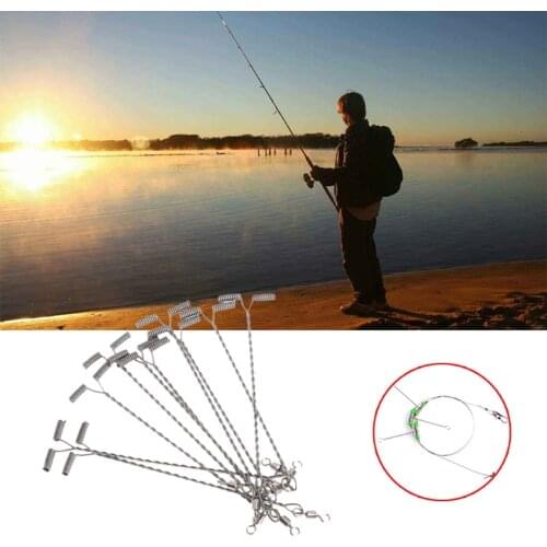2018 10Pcs Fishing Wire Arm With Swivel T Shaped Stainless Steel 9/12/15cm Rig Tackle Aug21_33