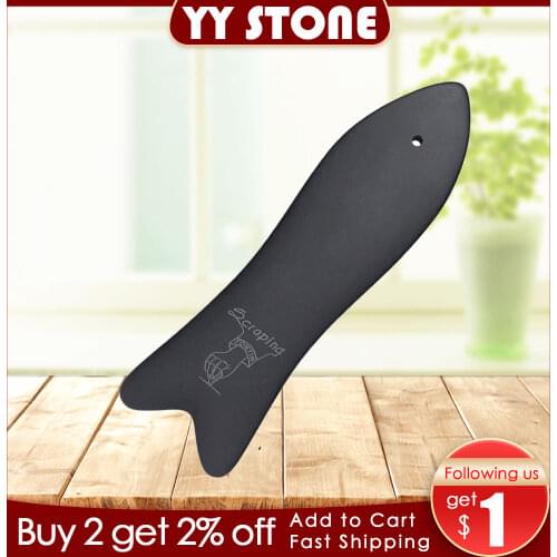 Tontin Traditional Bian Stone Needle Therapy Black Color Fish shape Face-lift Back detox Dredge meridians Neck lymph Tool