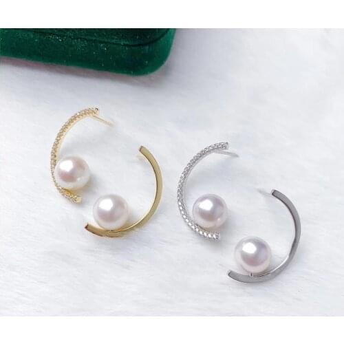925 Sterling Silver Unique Earrings Mountings Jewelry Parts Fittings Womens Accessories for Pearls Beads Stones Agate Jade