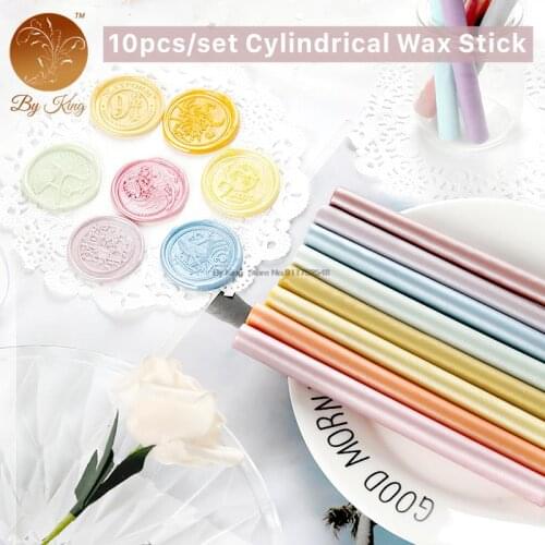 10Pcs/Set Sealing Wax Stick DIY Cylindrical Fire Manuscript Sealing Wax For Wedding Postage Letter Vintage Column Wax Seal Stamp